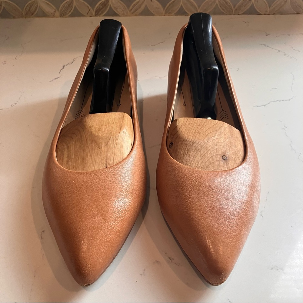 FRANKIE4 Poppy Leather Dress Flats Size 7 Tan Orthotic Slip-on Comfort Shoes - Picture 3 of 11